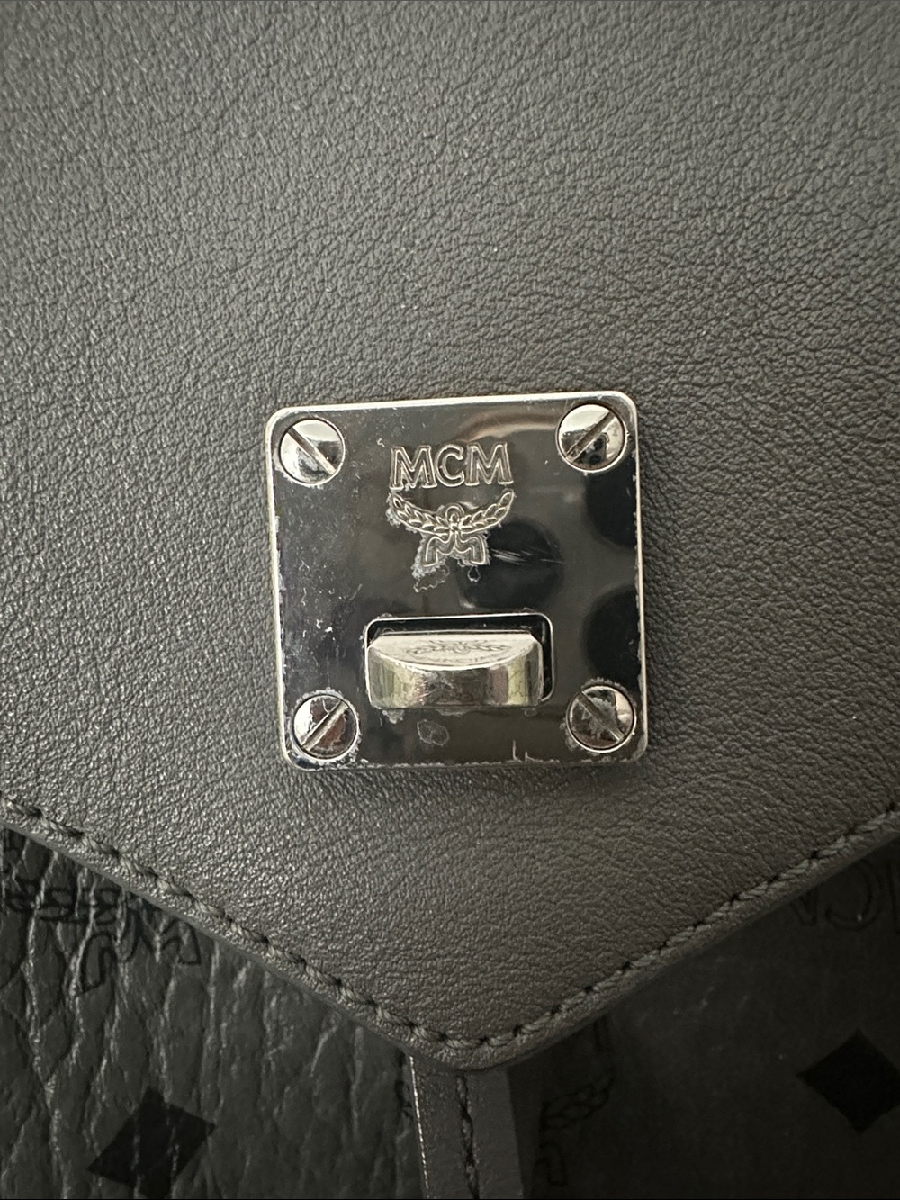 MCM Gray Logo Drawstring Backpack - Picture 6 of 6
